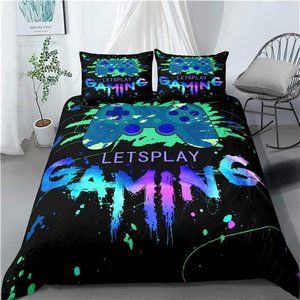 Gaming Bedding Sets Gamer Room Decor Gamer Comforter Cover for Boys Girls Kids